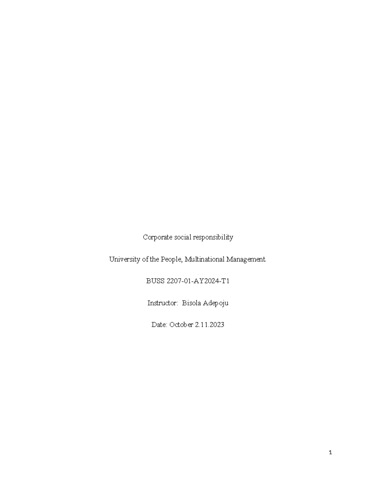 Learning Journal 3 - Multinational management - Corporate social ...