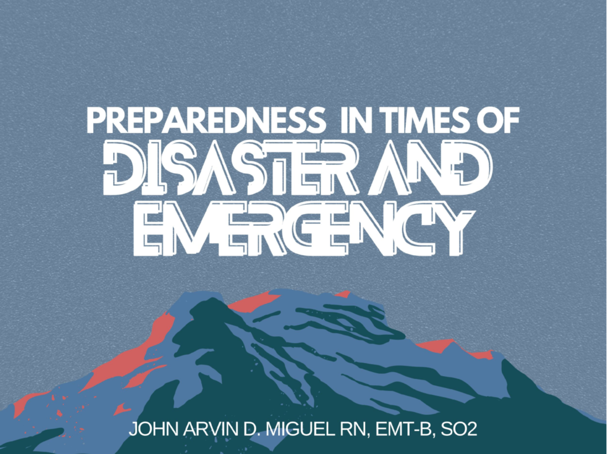 Preparedness in Times of Disaster and Emergency - BS in Industrial ...