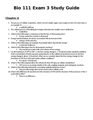 Bio 111 Exam 1 Study Guide - Bio 111 Chapter One 1. What Is The Correct ...