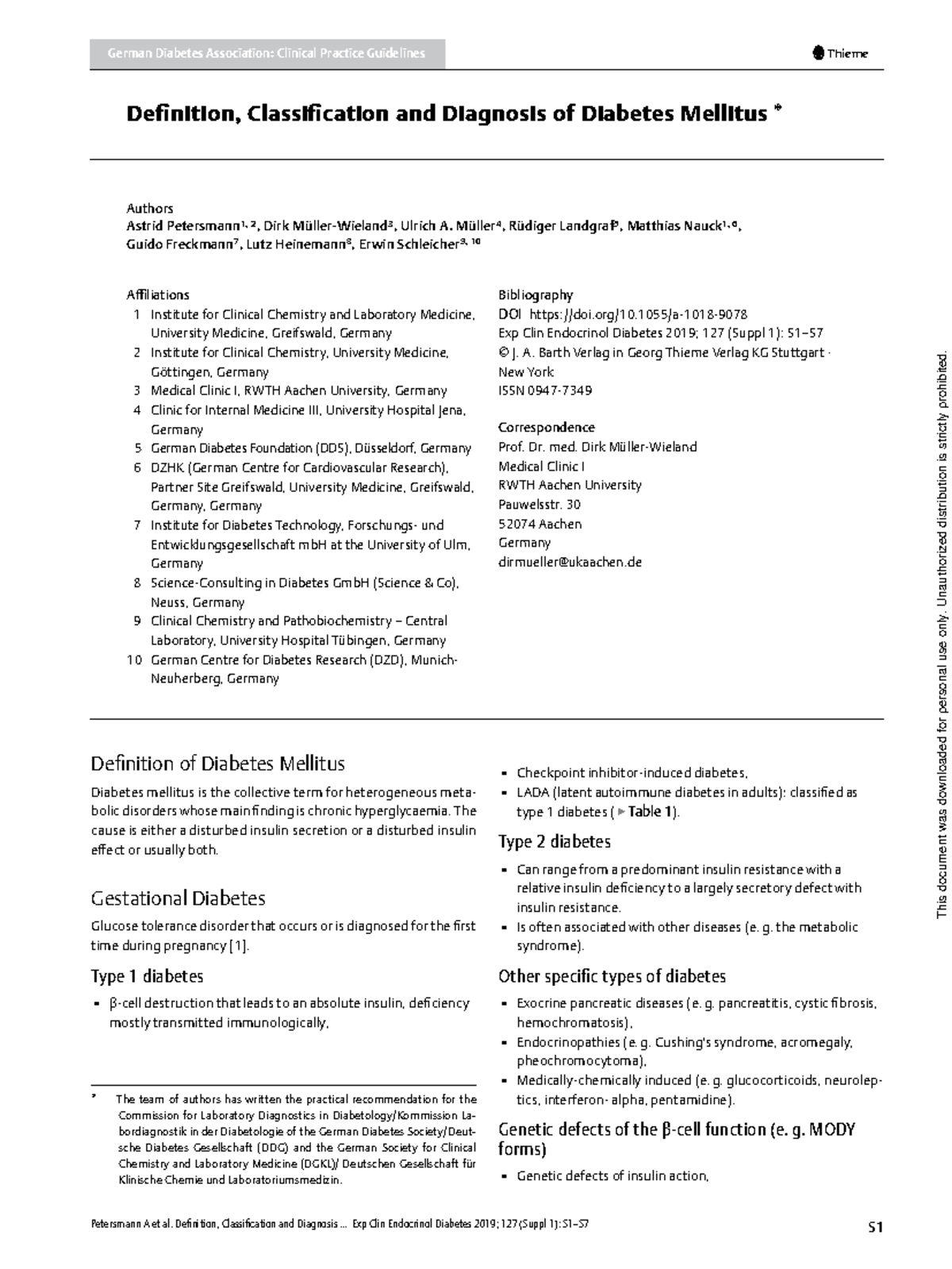 Definition, Classification and Diagnosis of Diabetes Mellitus ...