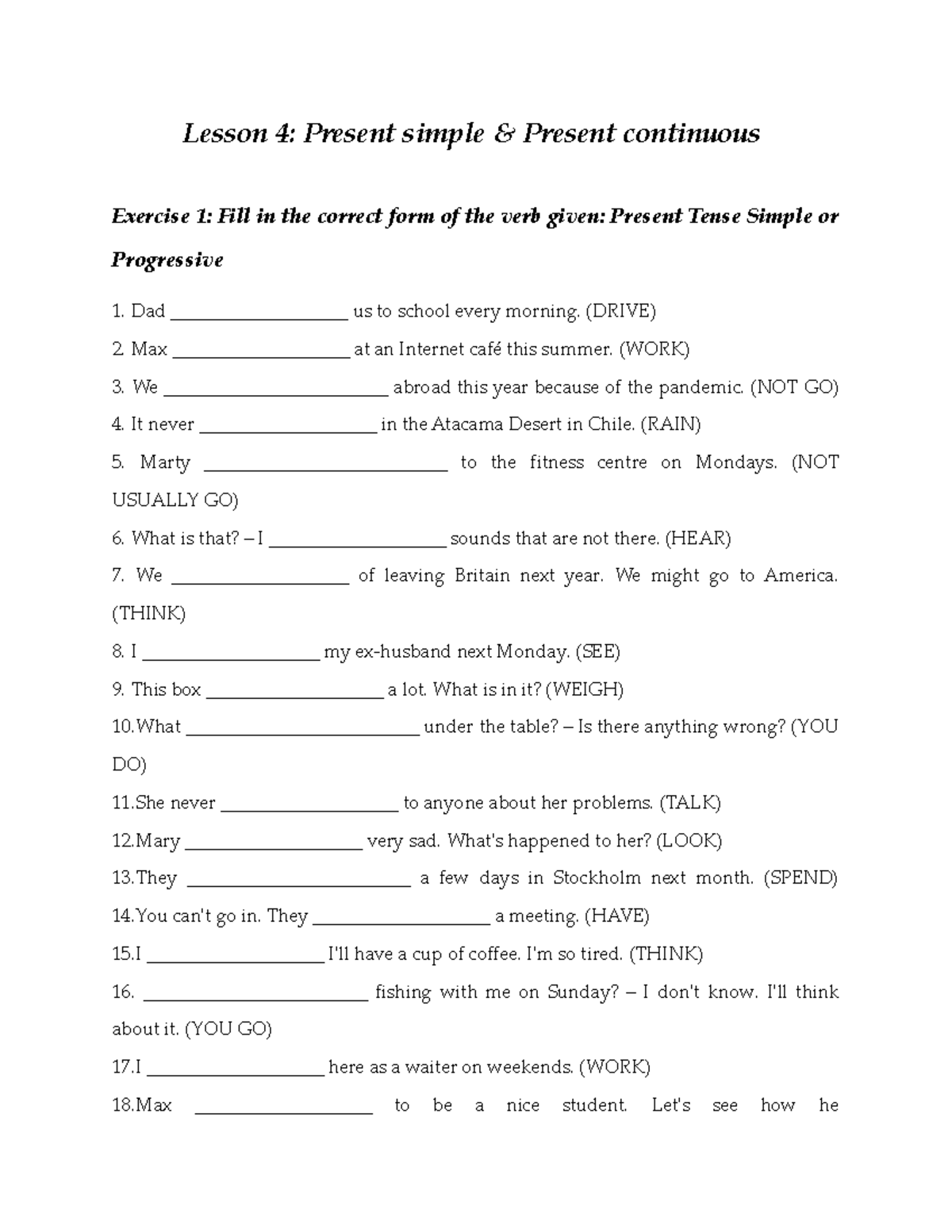 Lesson 4 - 07.10.23 - Present continuous simple - Lesson 4 : Present ...