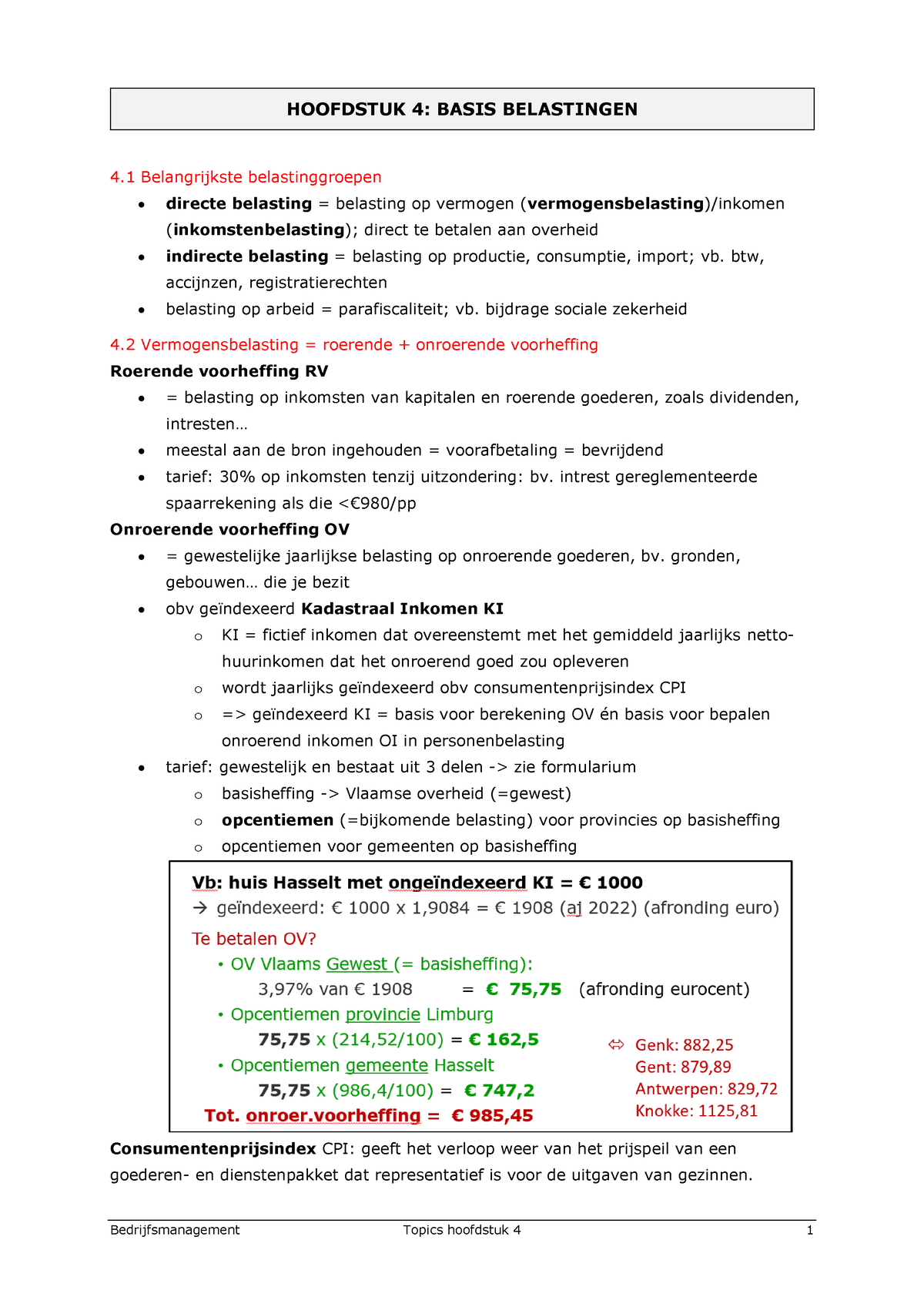 Bedrijfsmanagement Samenvatting Hoofdstuk 4 Belastingen - HOOFDSTUK 4 ...