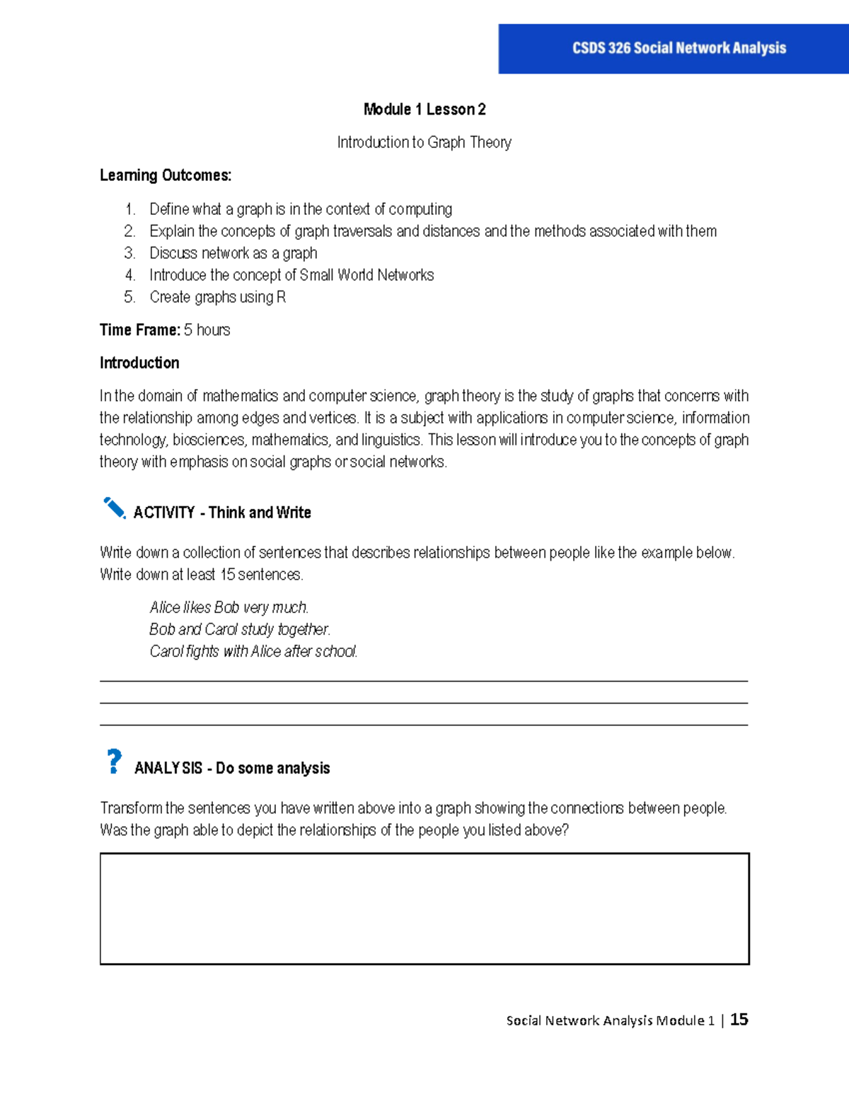 Module 1 Lesson 2 Introduction to Graph Theory Module 1 Lesson 2
