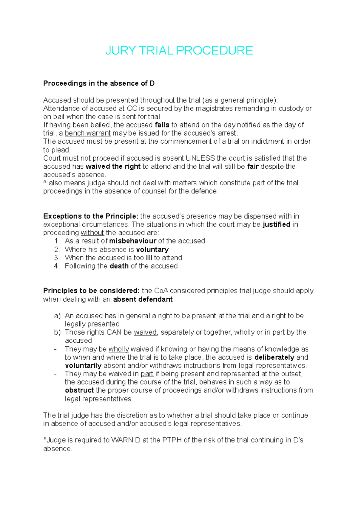 JURY Trial Procedure Bar Practice Course JURY TRIAL PROCEDURE