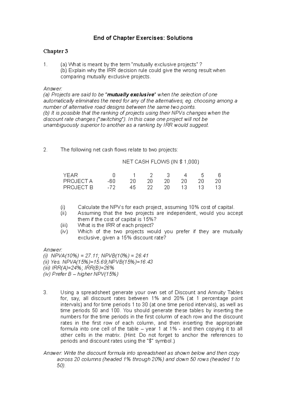 Solutions Ch 3 finance exercices - End of Chapter Exercises: Solutions ...
