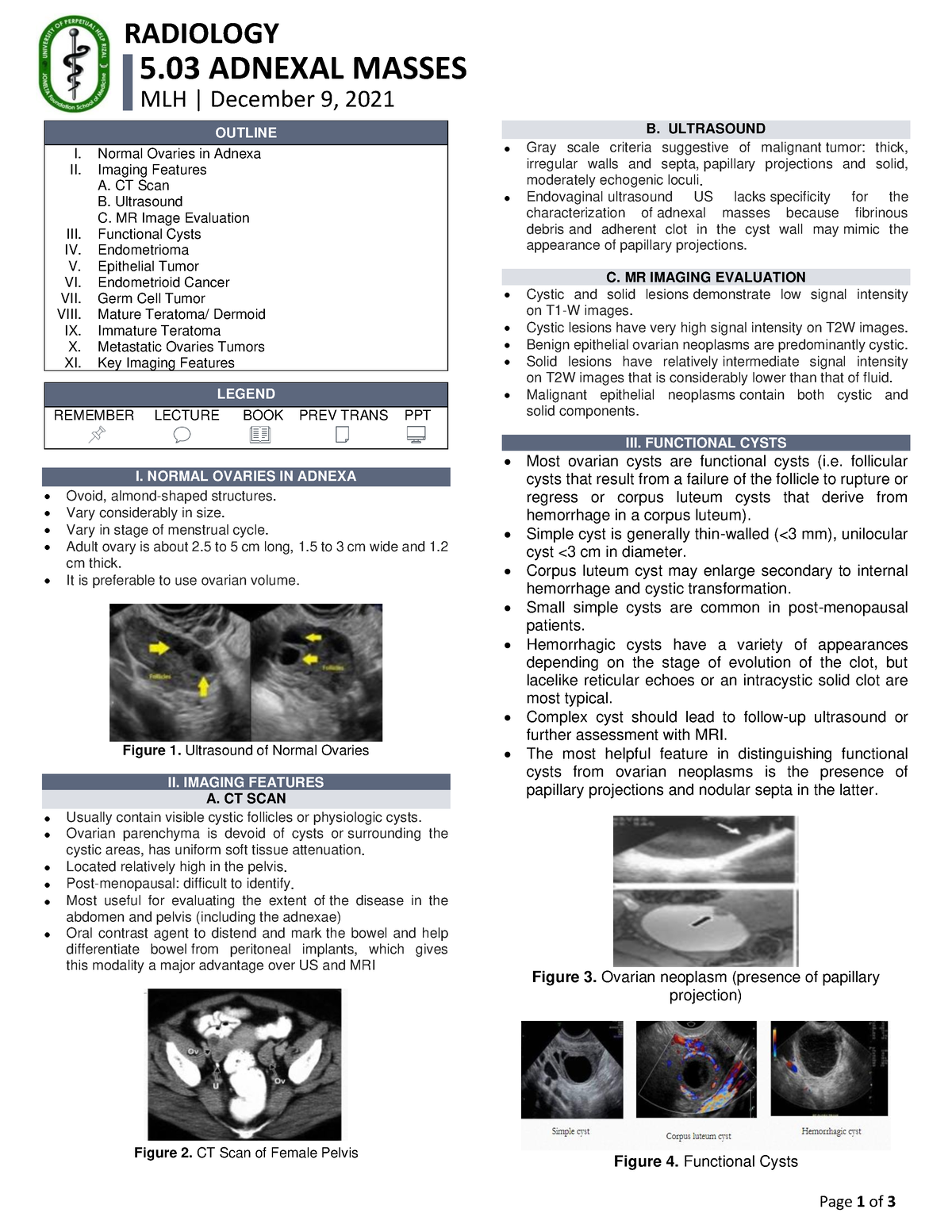 Radio-5.3 Adnexal Masses - Page 1 of 3 RADIOLOGY 5 ADNEXAL MASSES MLH ...