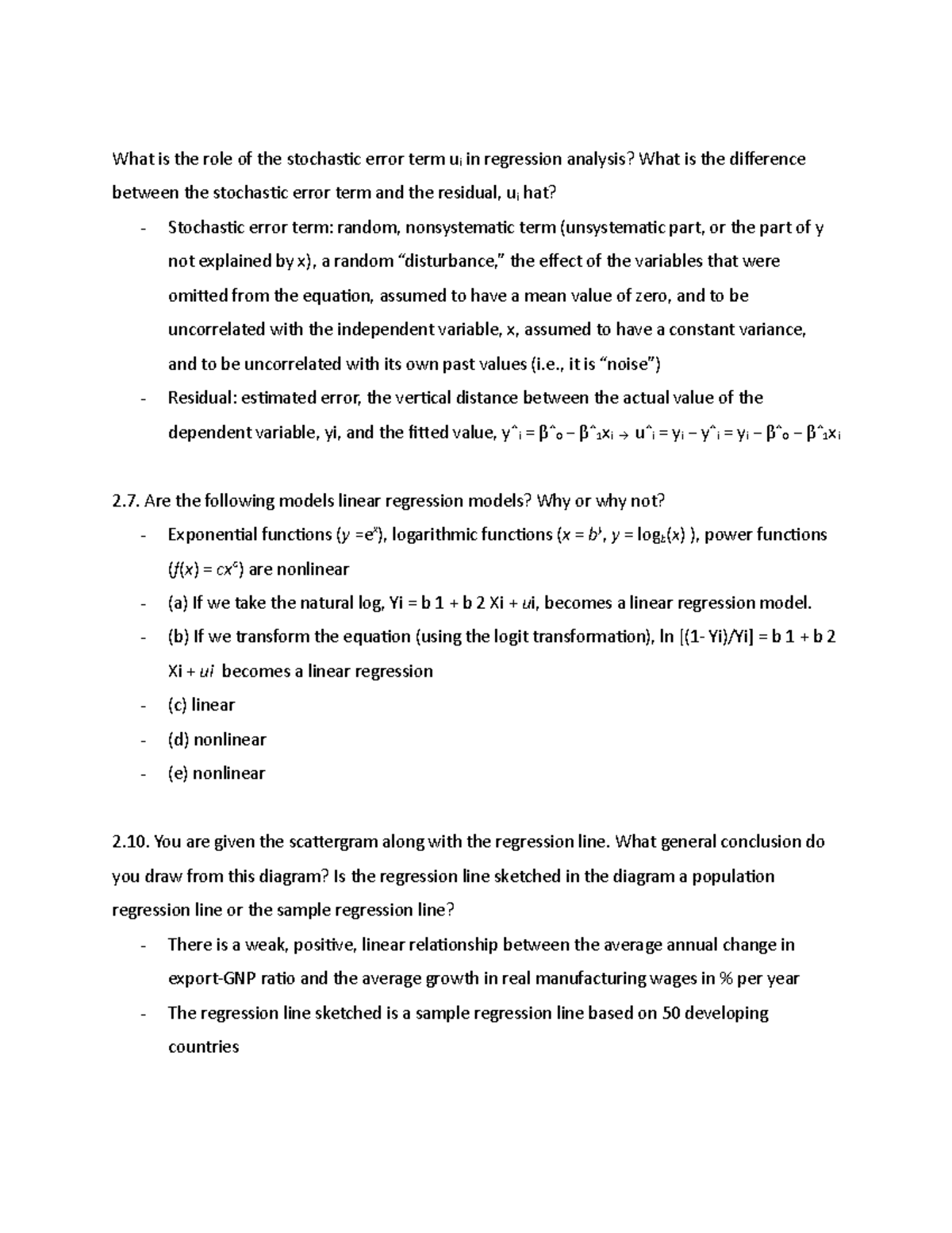 Anser To Stochastic Error Term What Is The Role Of The Stochastic 