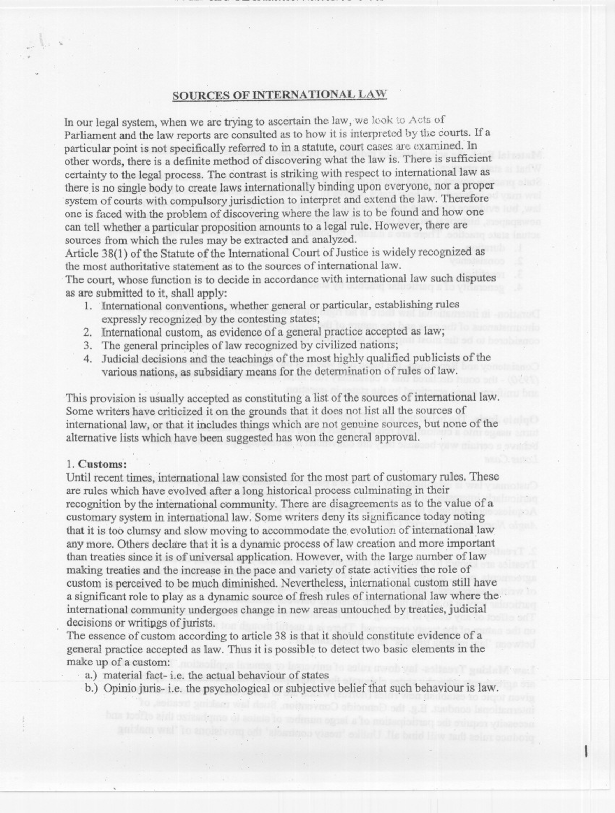 Sources Of International Law Tutorial Notes International Public Law Sources Of International Law Tutorial Notes International Public Law