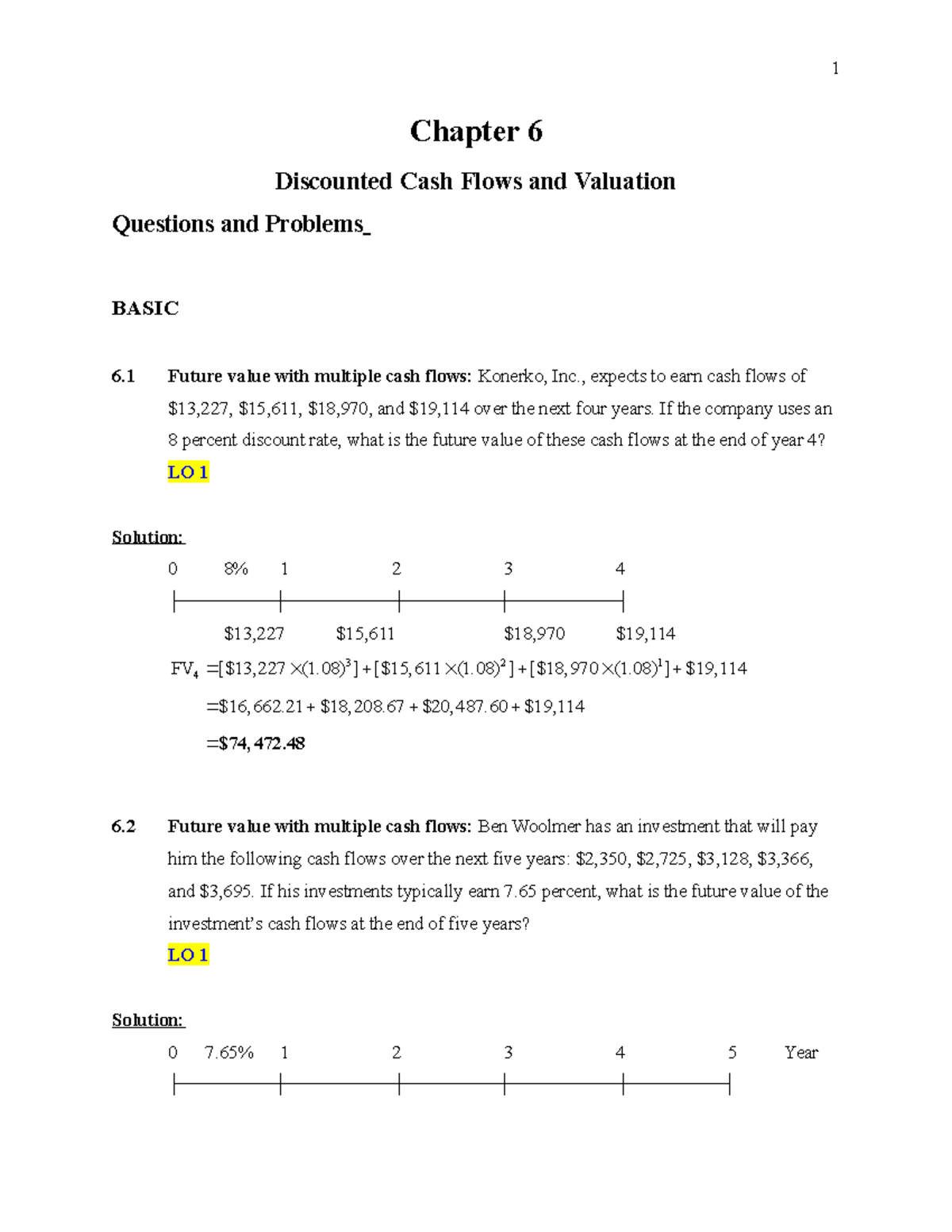 Ch06 - Fin202 - Chapter 6 Discounted Cash Flows And Valuation Questions ...