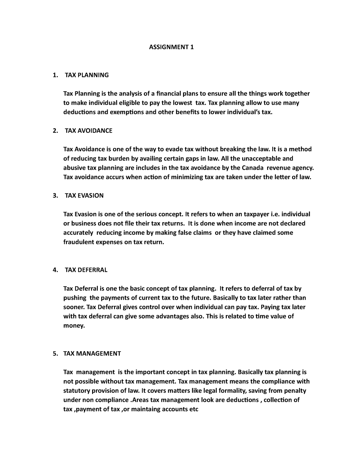 assignment of income tax