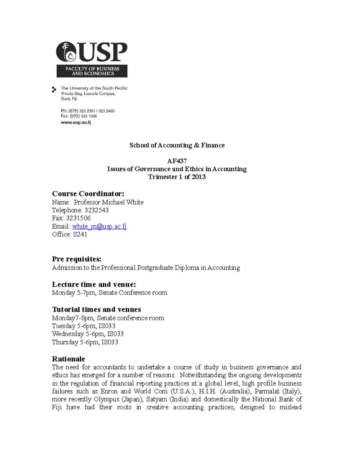AF437 course outline for 2013 - School of Accounting & Finance AF ...