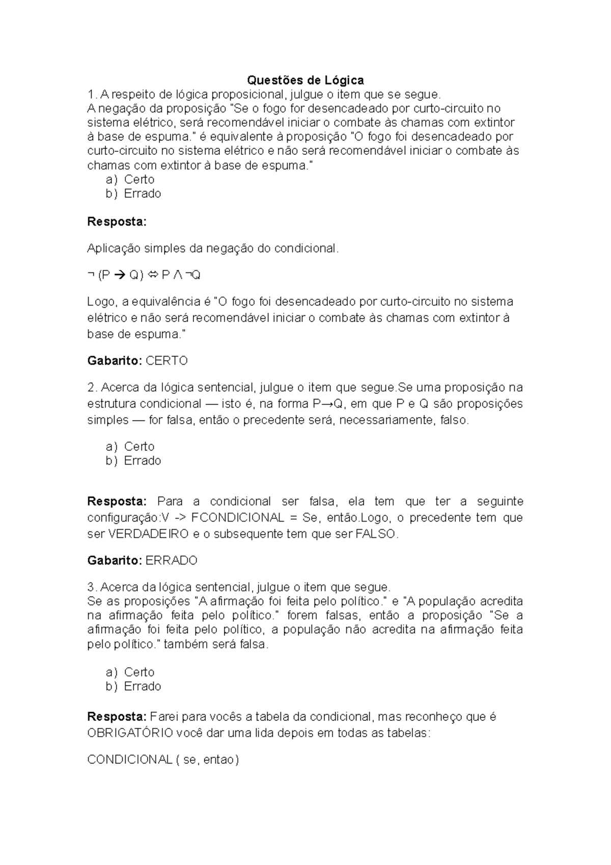 Questões de Lógica - Questões de Lógica A respeito de lógica ...