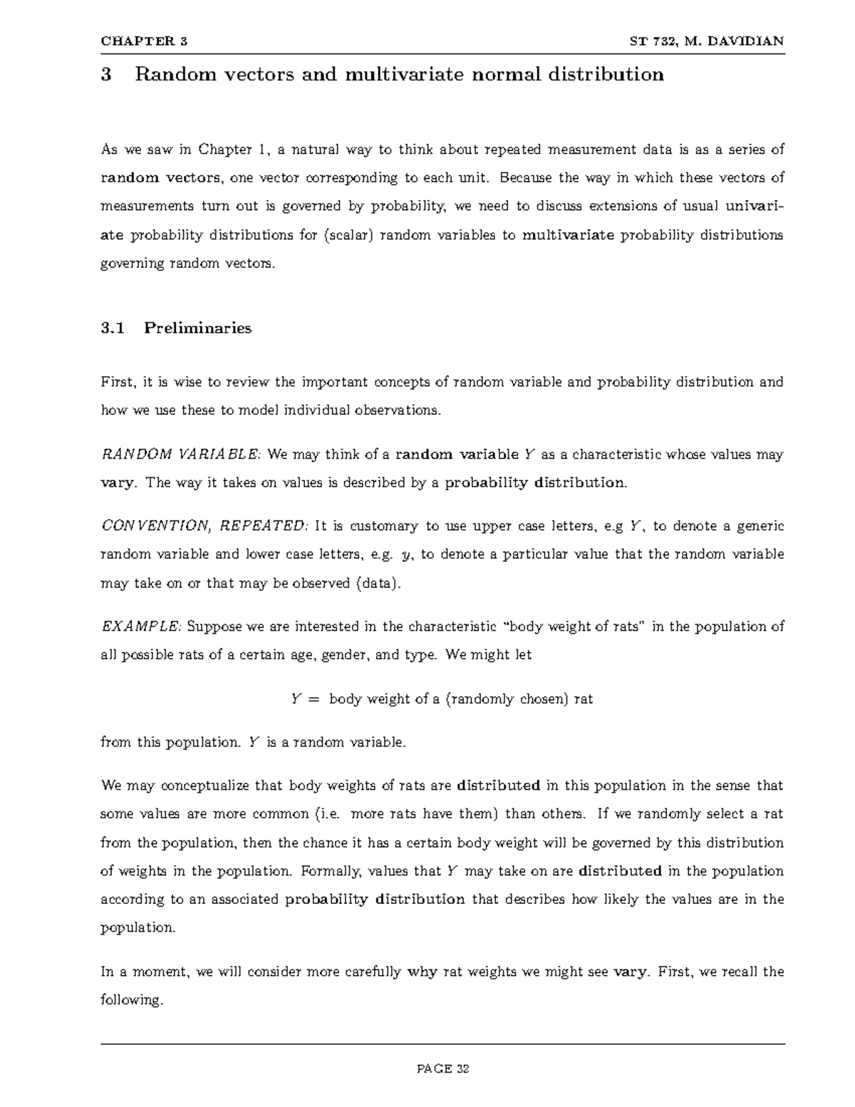 Chap3 - Chapter 3 pdf notes - 3 Random vectors and multivariate normal ...