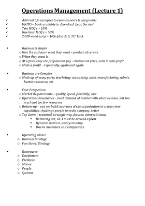 Lecture 15, Chapter 11, Capacity Planning and Control. - Operations ...