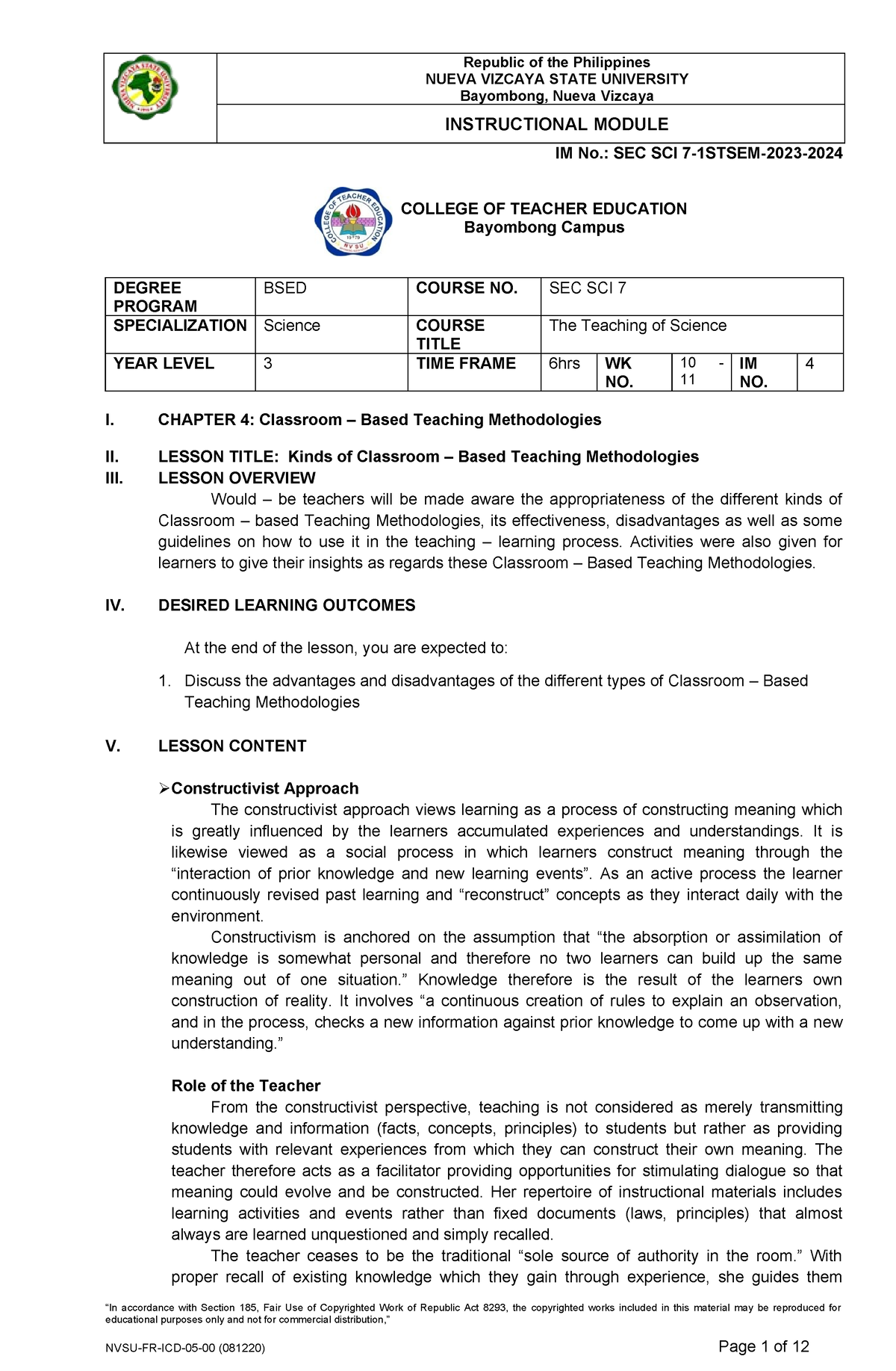 Module No. 4 - none - NUEVA VIZCAYA STATE UNIVERSITY Bayombong, Nueva ...