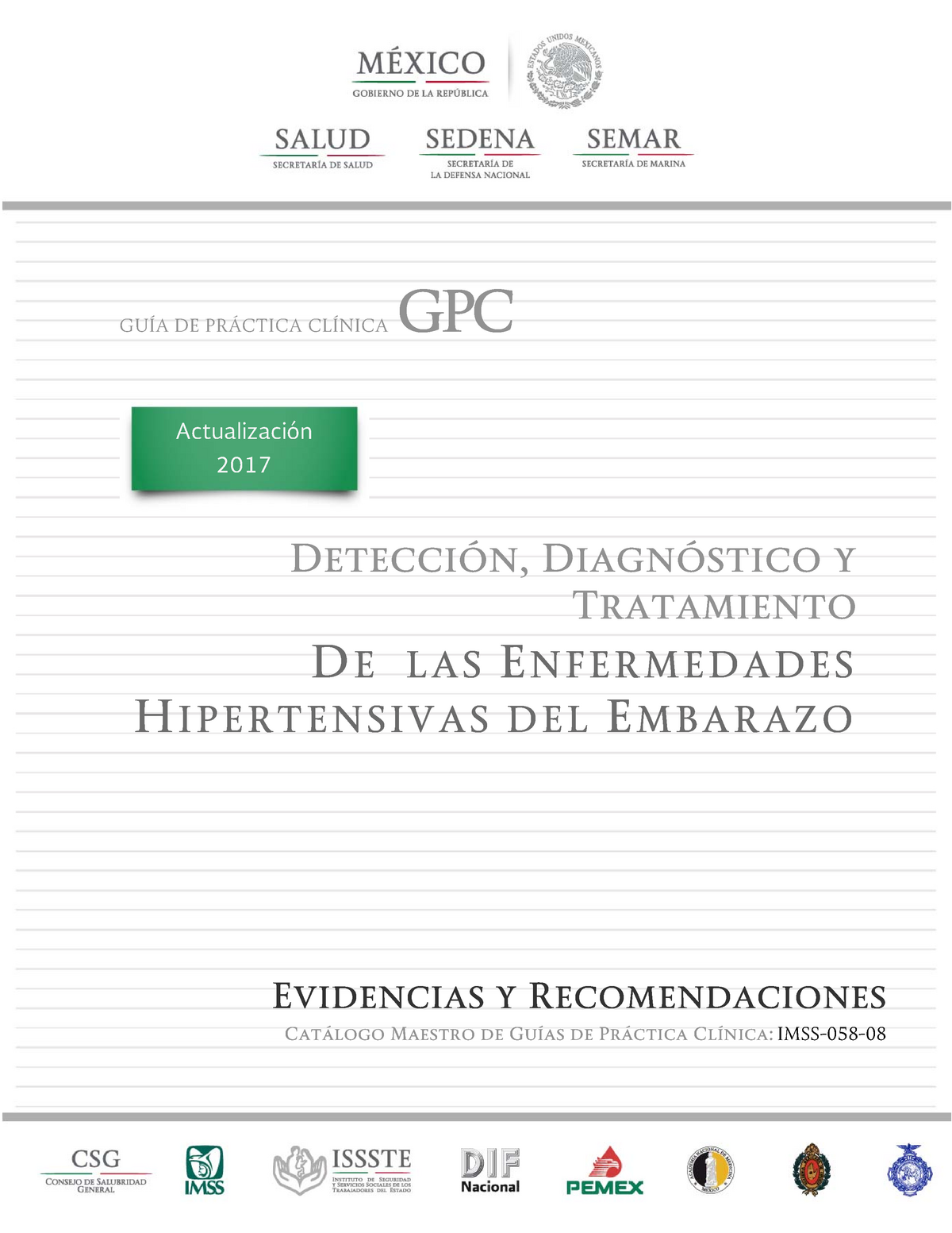 Enf Hipertensivas Del Embarazo GuÍa De PrÁctica ClÍnica Gpc Detección Diagnóstico Y 6840