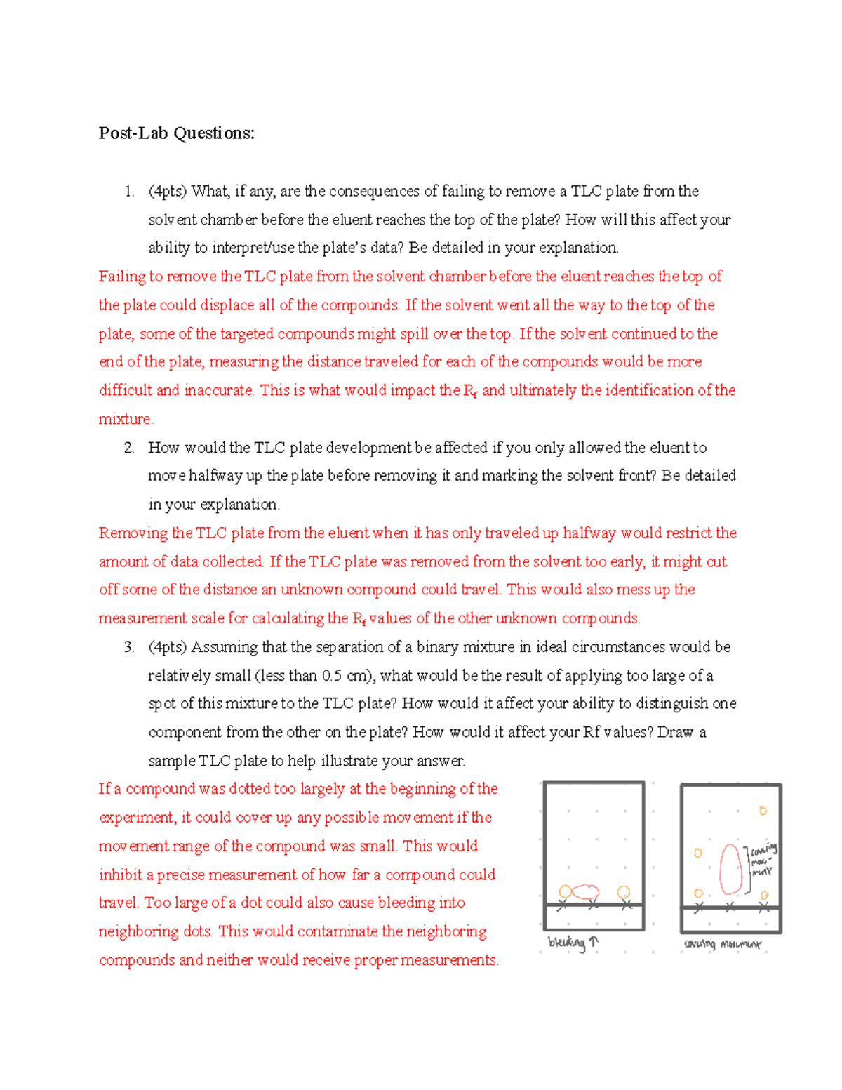 Experiment 4 Thin Layer Chromatography Post Lab PostLab Questions