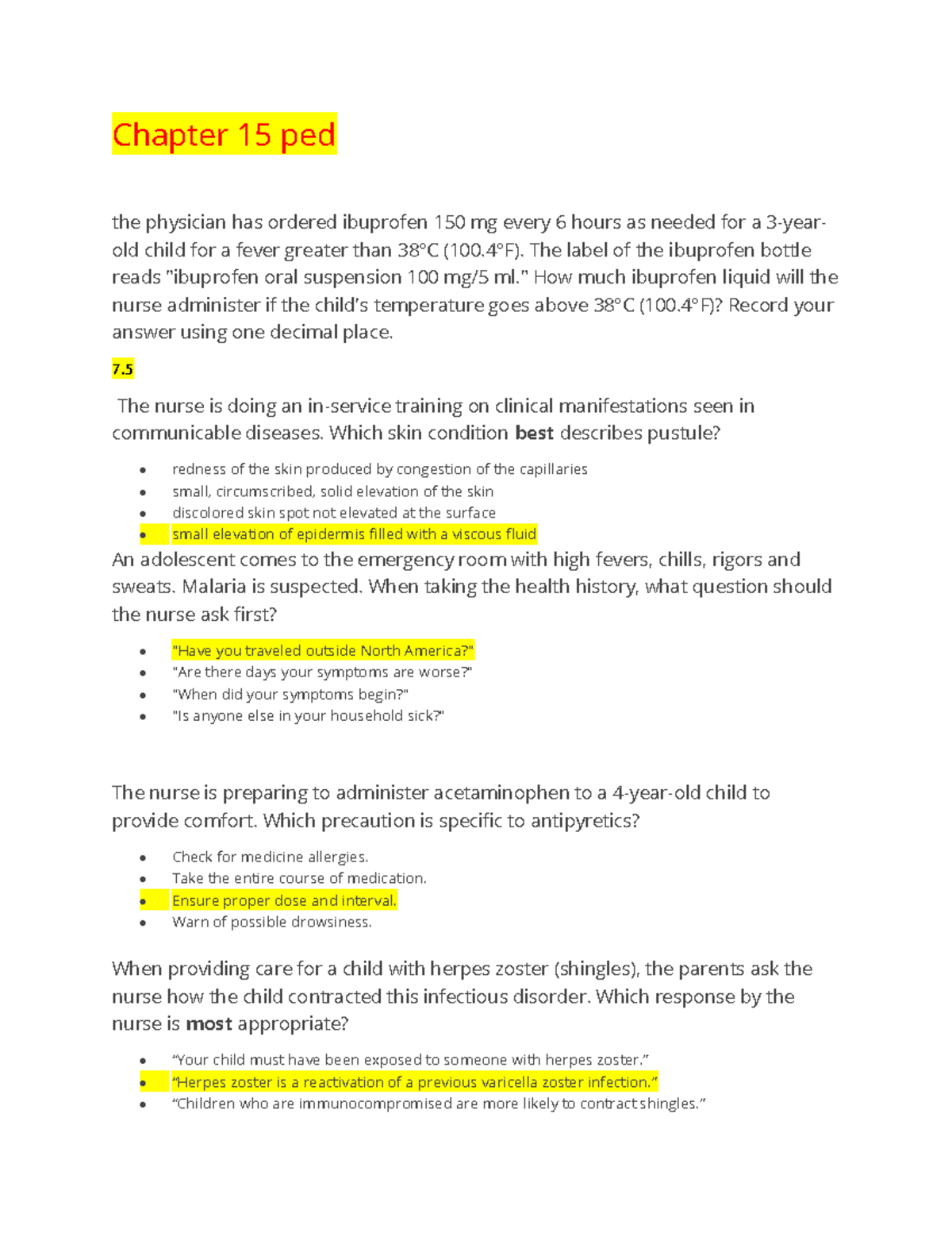 Prep u peds ch#15 - Useful - Chapter 15 ped the physician has ordered ...