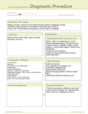 Lumbar puncture - ATI procedure sheet - ACTIVE LEARNING TEMPLATES ...