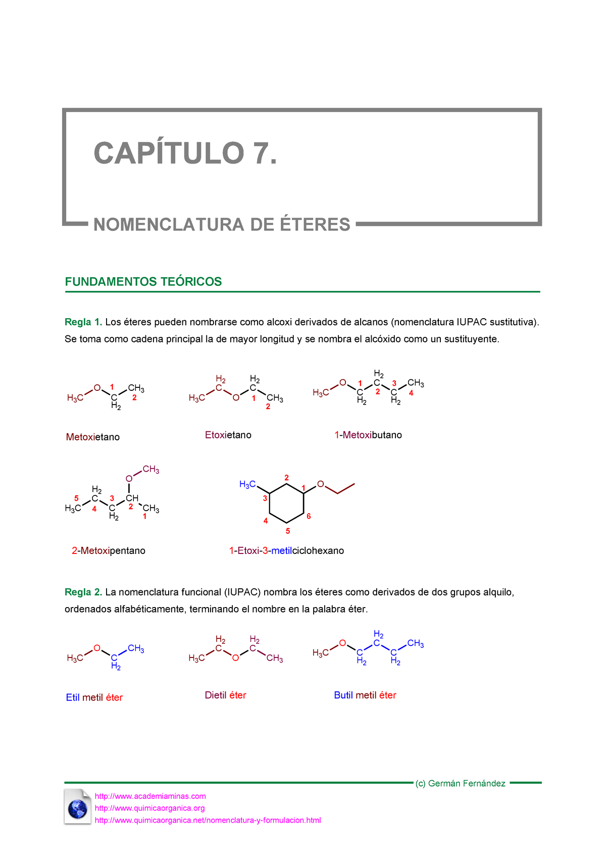 Nomenclatura De Los éteres Química Orgánica Nomenclatura De Éteres Fundamentos TeÓricos 5535