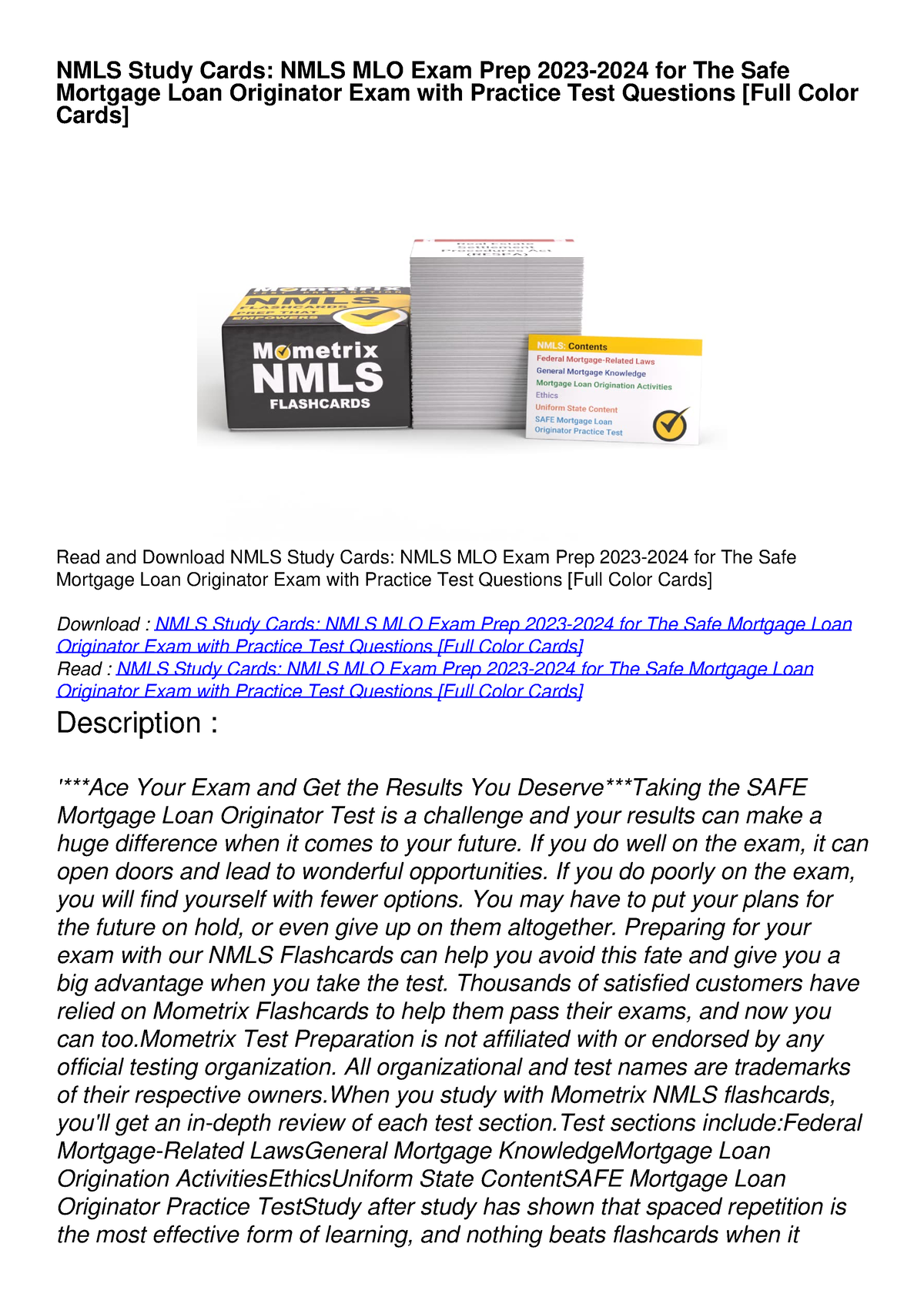 get [PDF] Download NMLS Study Cards NMLS MLO Exam Prep 20232024 for