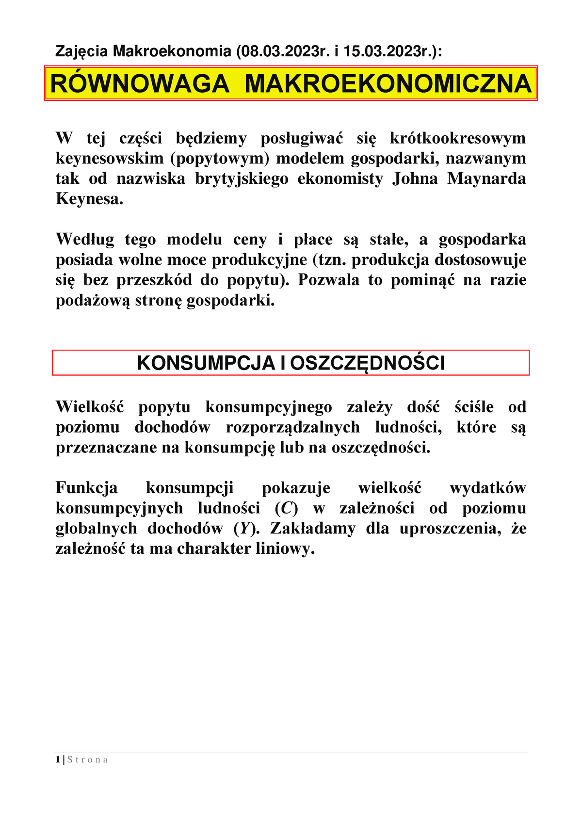 Popyt Globalny Mnożnik - Zajęcia Makroekonomia (08.03. I 15.03 ...