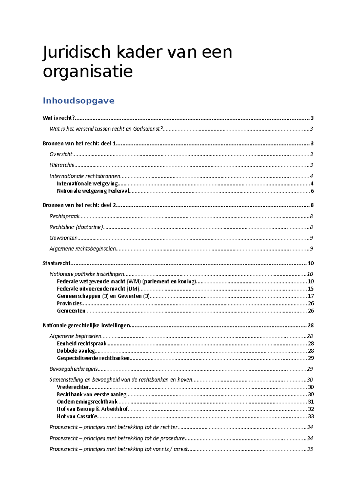 Samenvatting Van Juridisch Kader Van Een Organisatie Deel1 - Juridisch ...