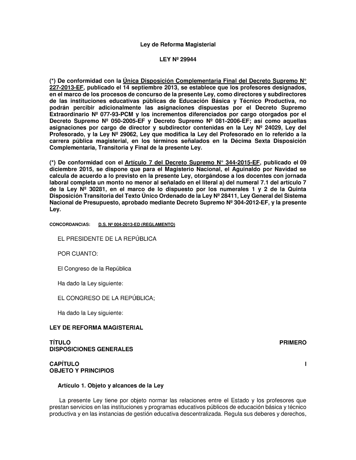 Ley N° 29944.pdf Normas Generales - Ley De Reforma Magisterial LEY Nº ...