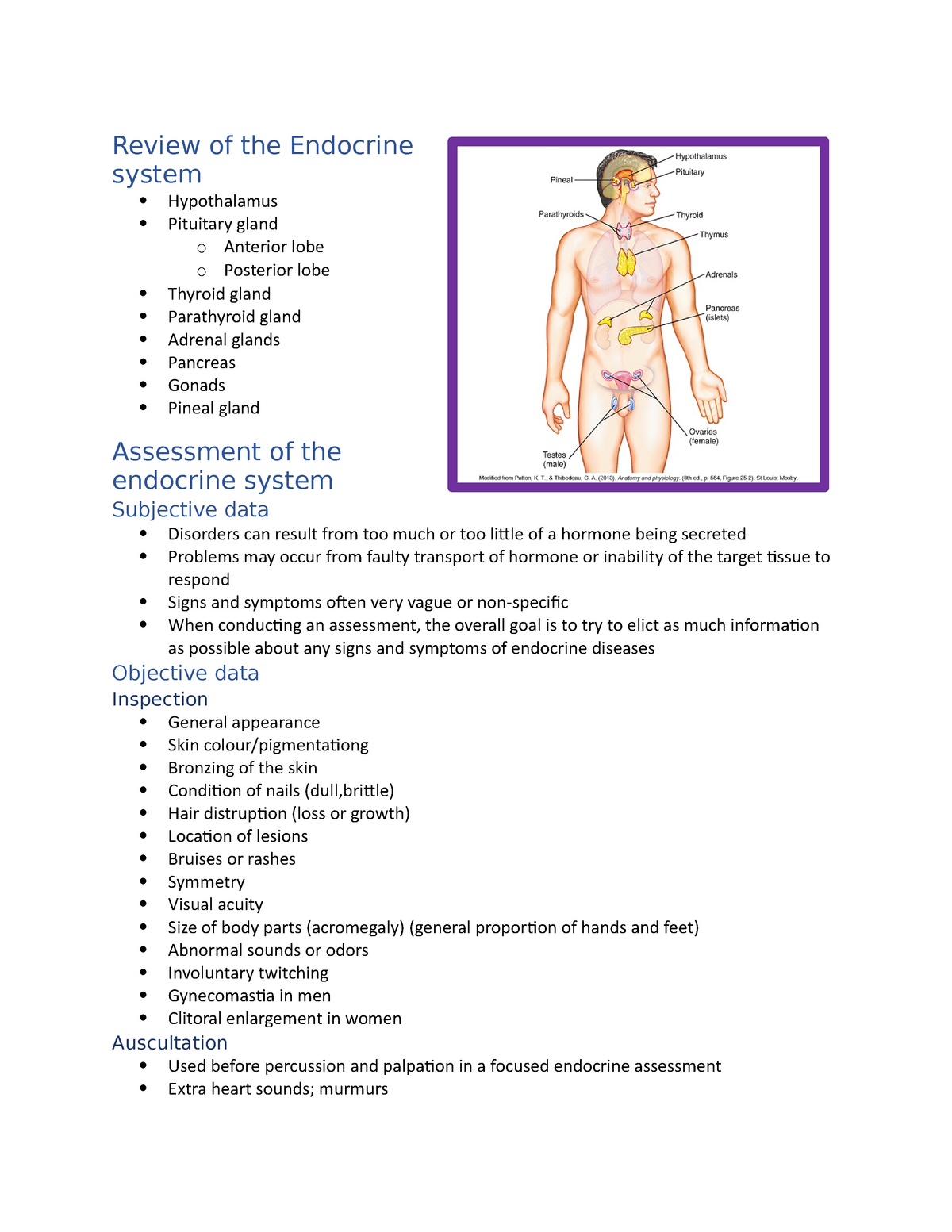 Review of the Endocrine system Review of the Endocrine system