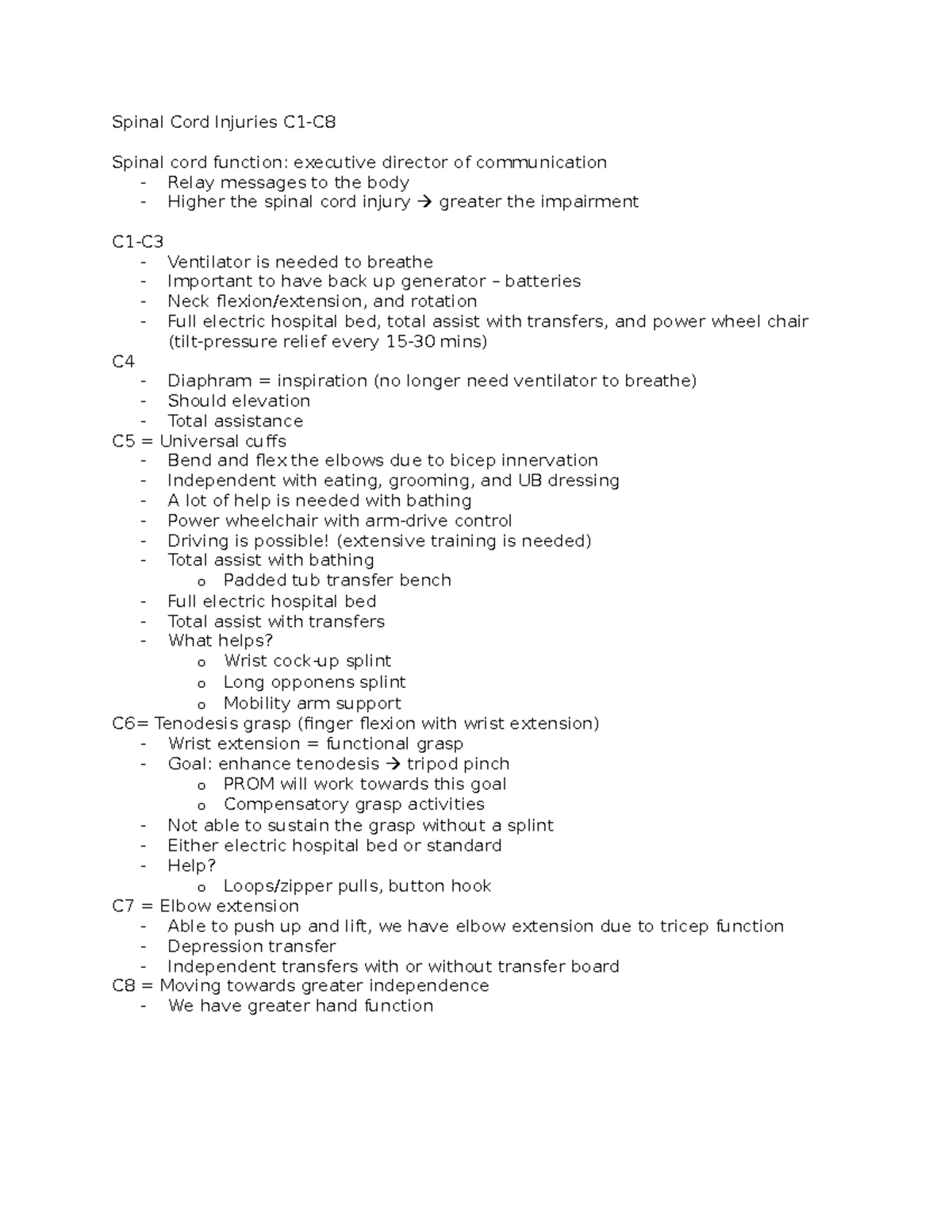 Spinal Cord Injuries C1-C8 - Spinal Cord Injuries C1-C Spinal cord ...