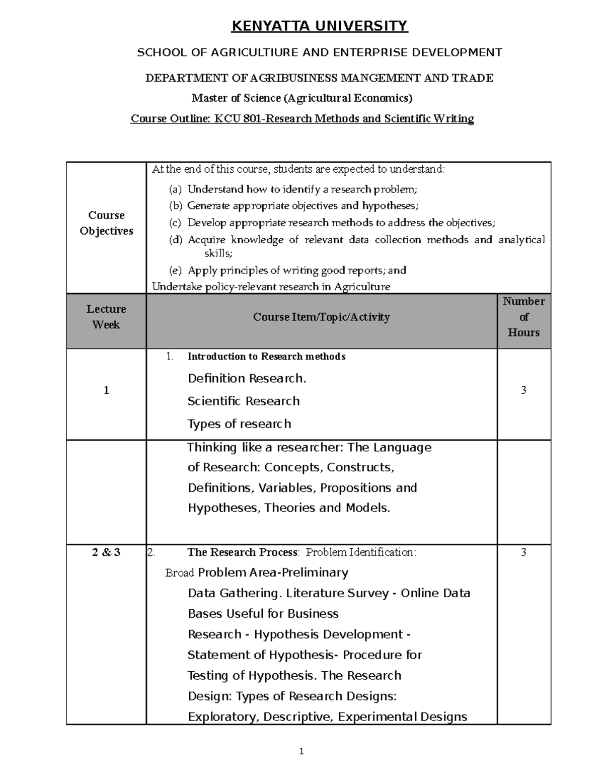 KCU 801 Research Methods Introduction to Research methods Definition