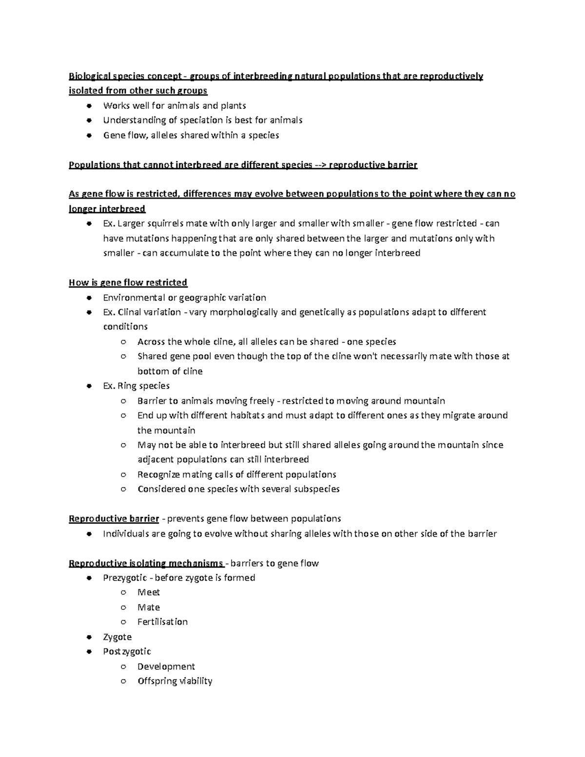 Biology Cycle 8 - Reproductive Isolation - Biological species concept ...