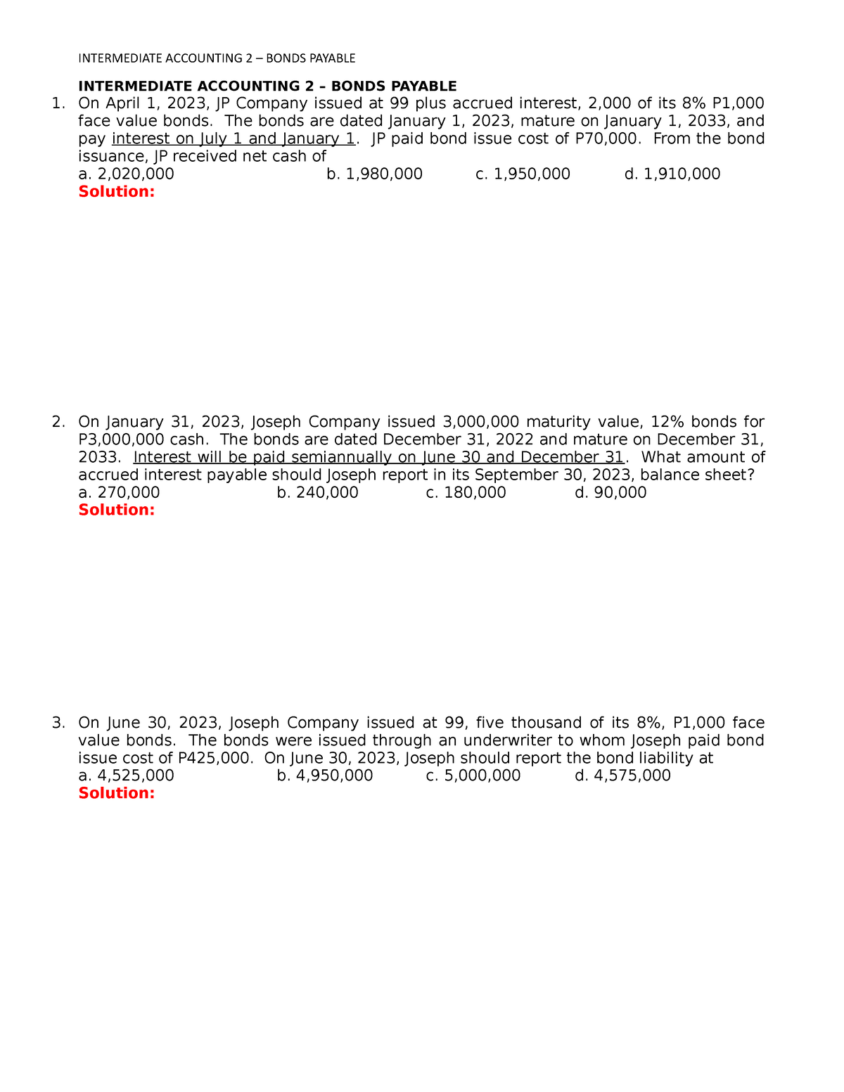 Intermediate Accounting 2 - Bonds Payable - Bachelor Of Science In ...