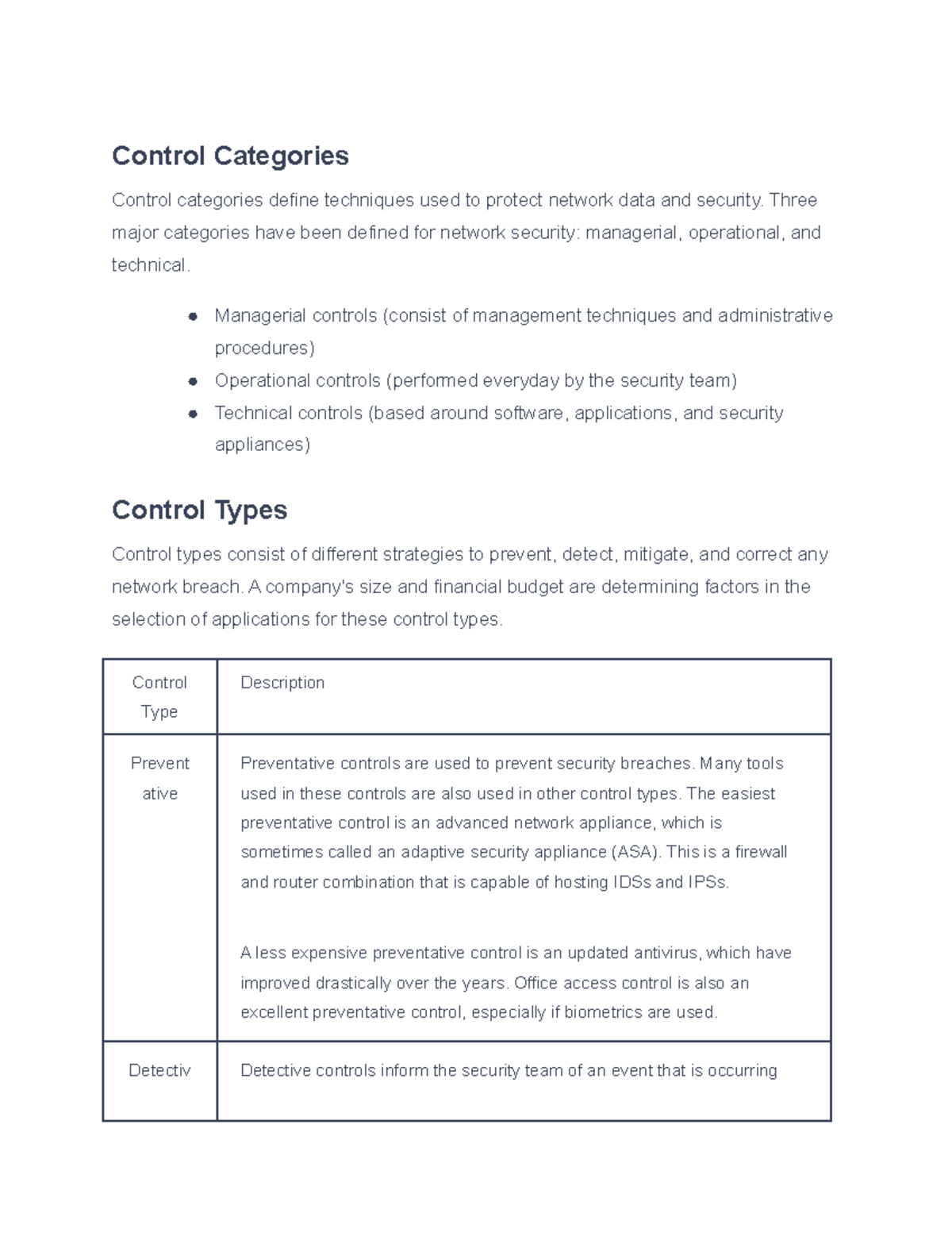 14.2.2 Control Categories and Types Facts Control Categories Control