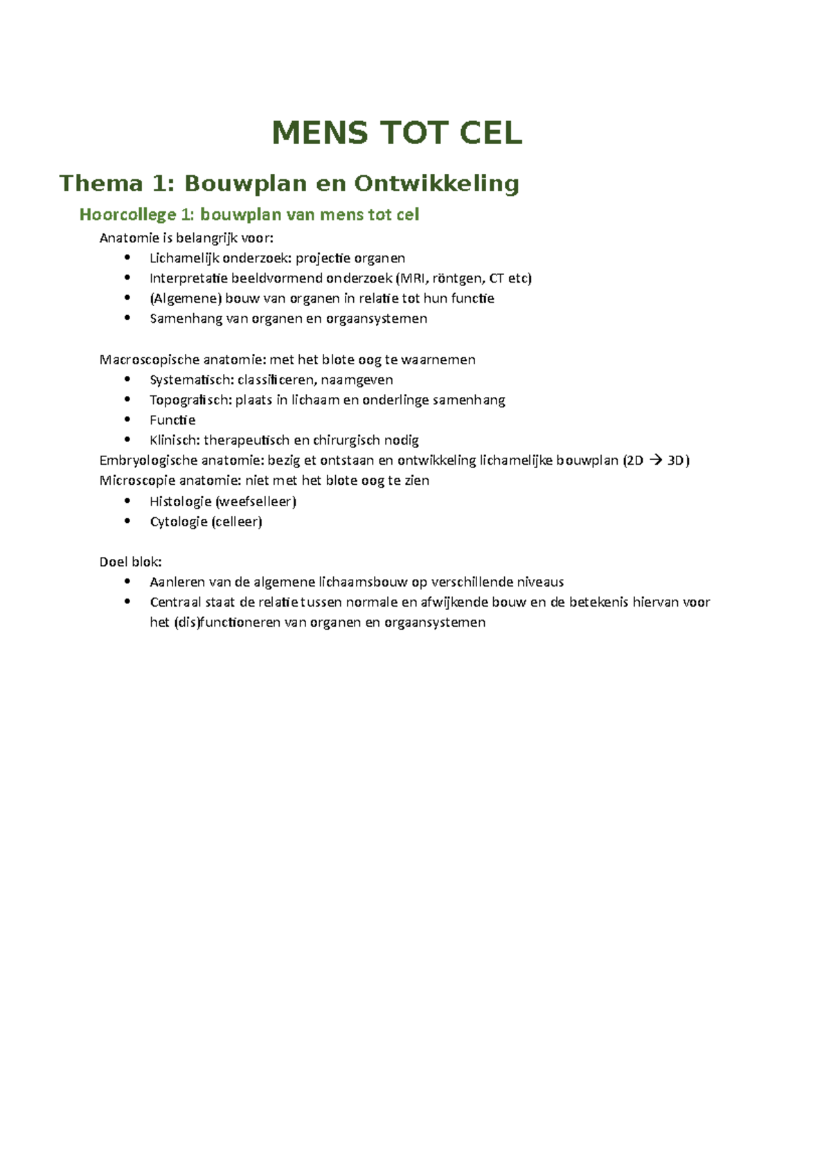 MENS TOT CEL Thema 1 - MENS TOT CEL Thema 1: Bouwplan En Ontwikkeling ...