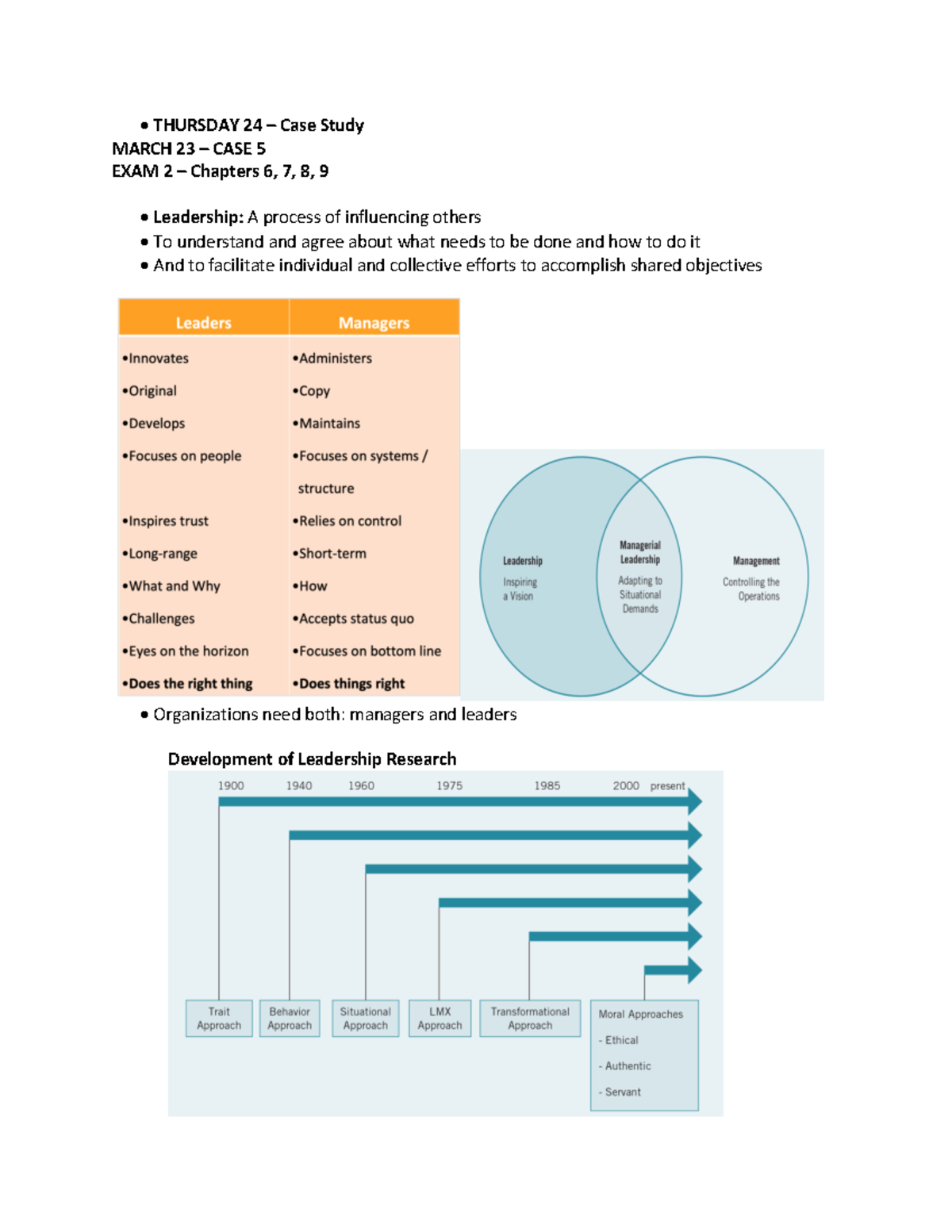 MGT 304 Exam 2 Copy - Class Notes - **THURSDAY 24 3 Case Study MARCH 23 ...