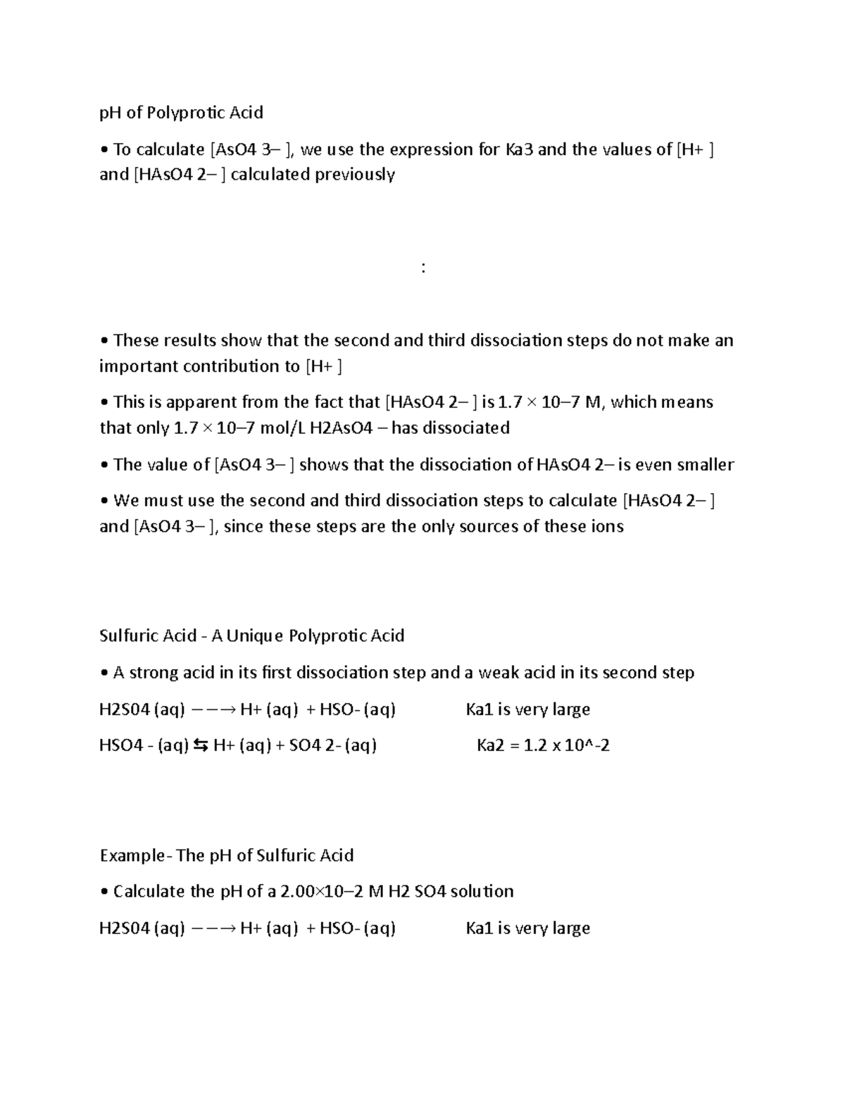 94 - p H of Polyprotic Acid - pH of Polyprotic Acid To calculate [AsO4 ...