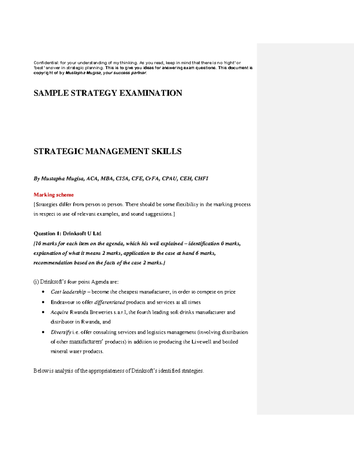 Strategic Management Exam 1 - vzixclh