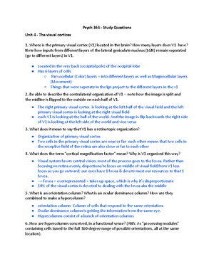 PSYC 3364 / 364 Study guide unit 5 - Psych 364 - Study Questions Unit 6 ...