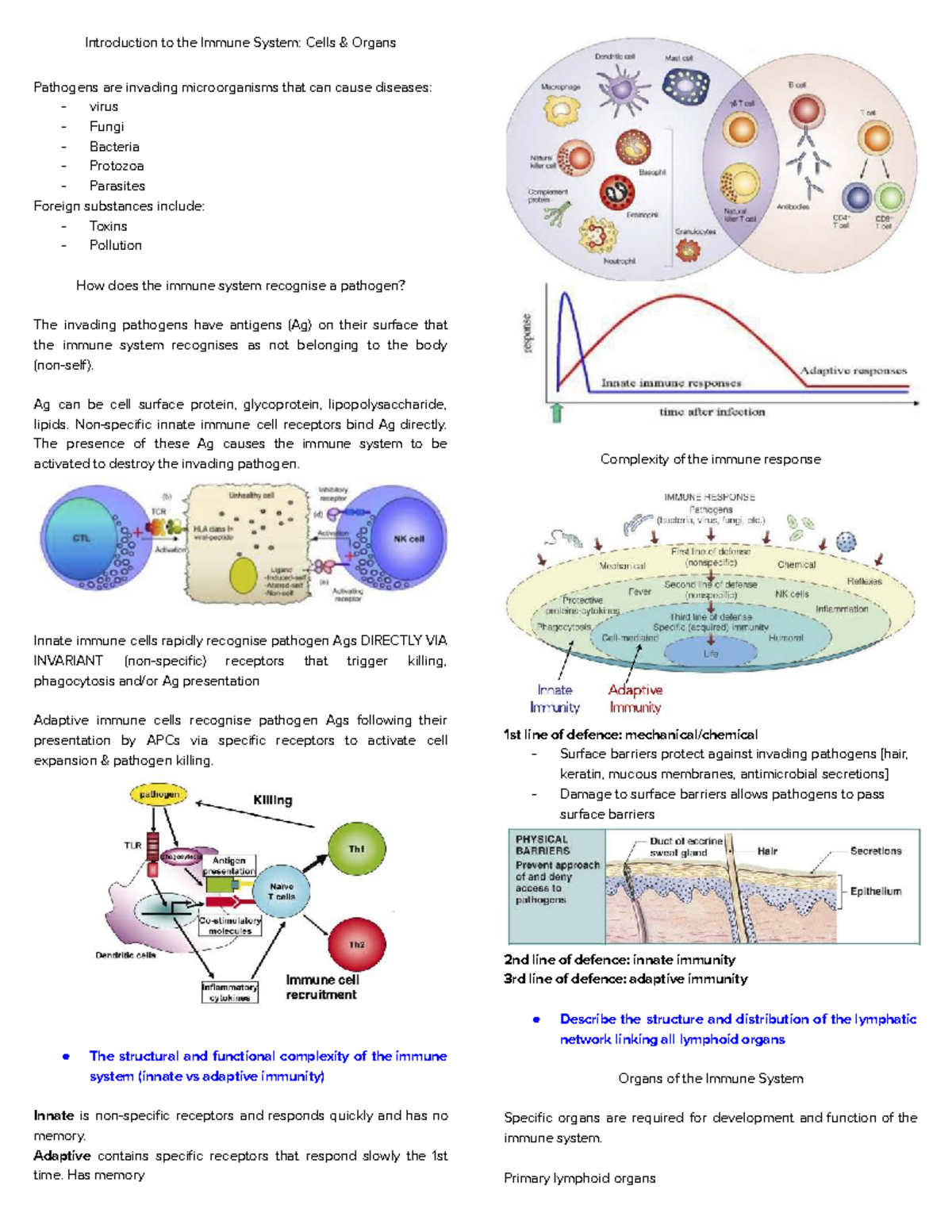 Immunology-1-notes - Notes - Introduction To The Immune System: Cells ...