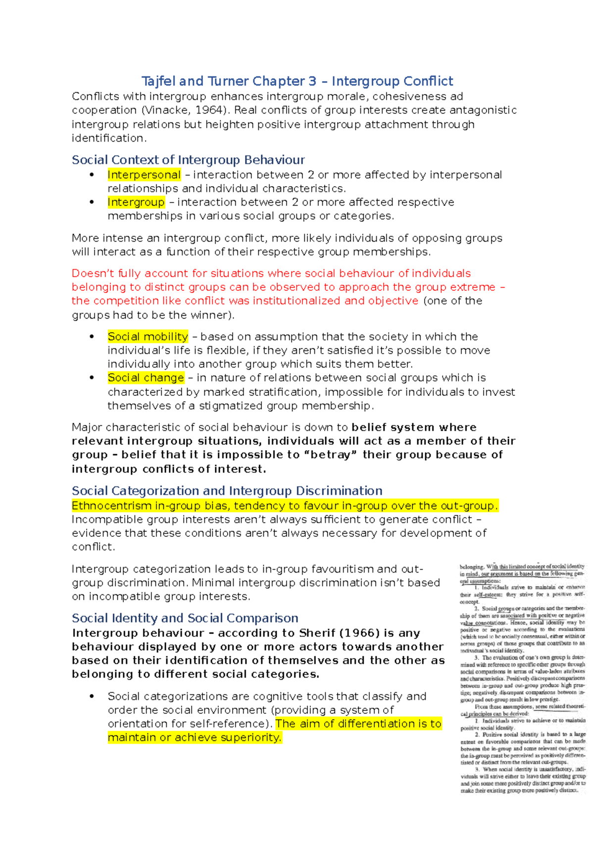 Tajfel - Intergroup Conflict - Tajfel and Turner Chapter 3 – Intergroup ...
