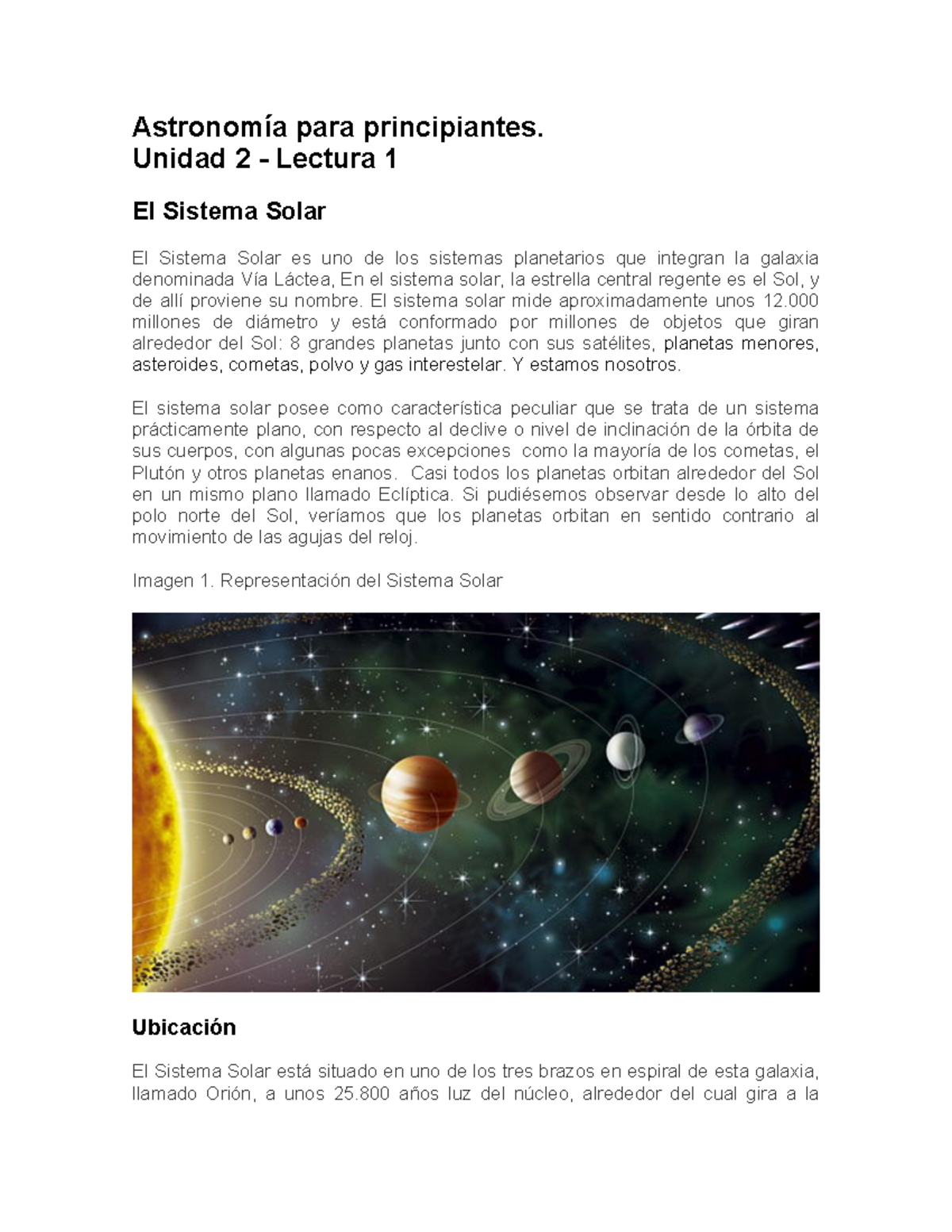 Tema 1. Unidad 2 . El Sistema Solar - Astronomía Para Principiantes ...