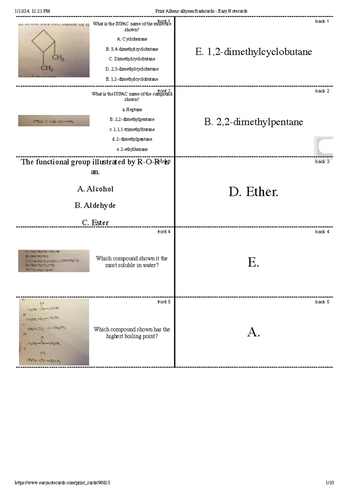 Print Alkens alkynes flashcards - Easy Notecards - What is the IUPAC ...