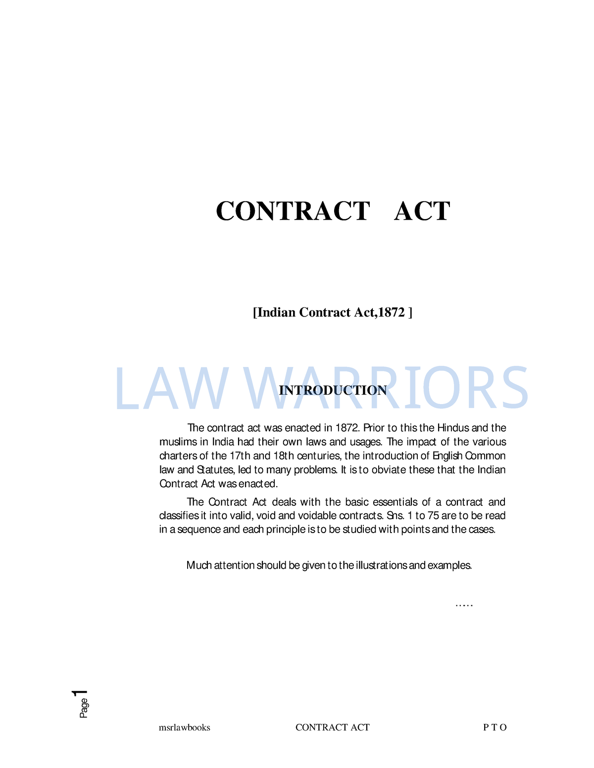 Contract Smart Notes - Page 1 CONTRACT ACT [Indian Contract Act,1872 ...