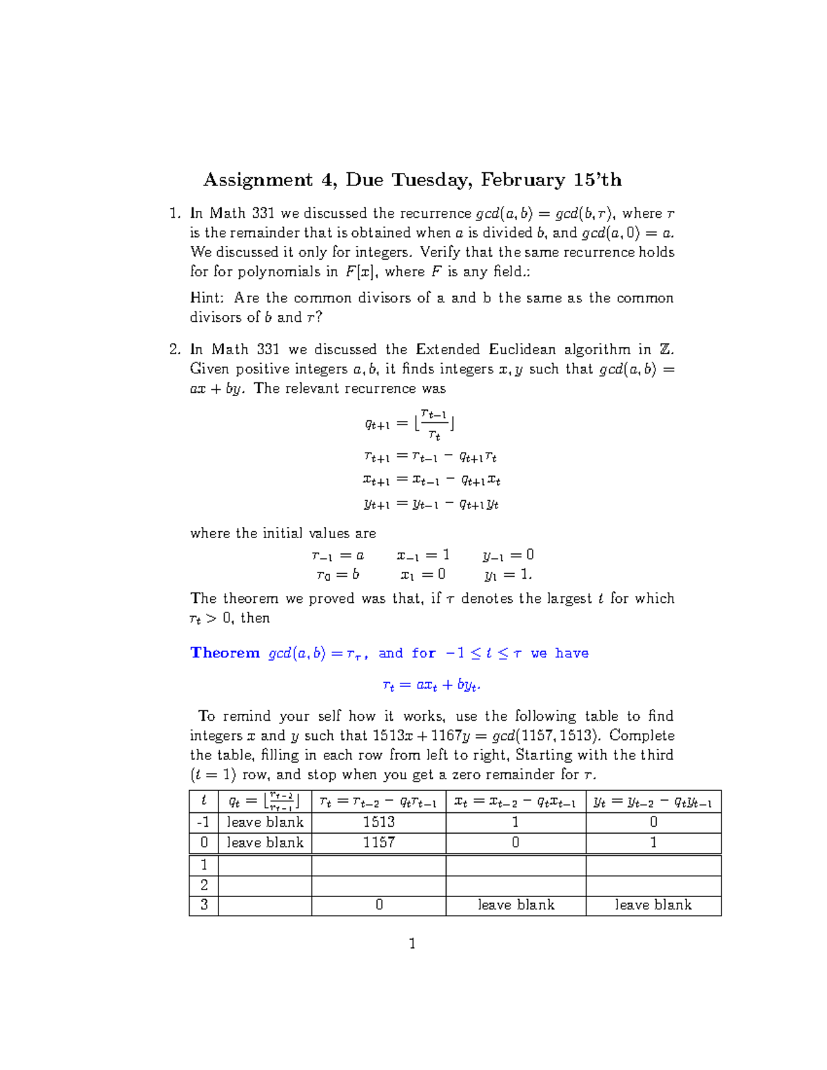 332-HW4 - Homework 4 - Assignment 4, Due Tuesday, February 15’th In ...