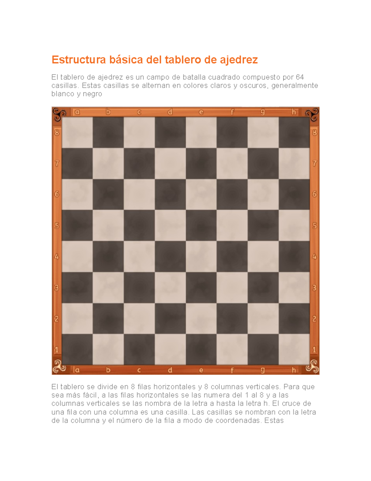 Estructura básica del tablero de ajedrez - Estructura básica del ...