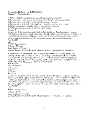 Chapter 3 - Study Test Materials - Organizational Behavior, 15e ...