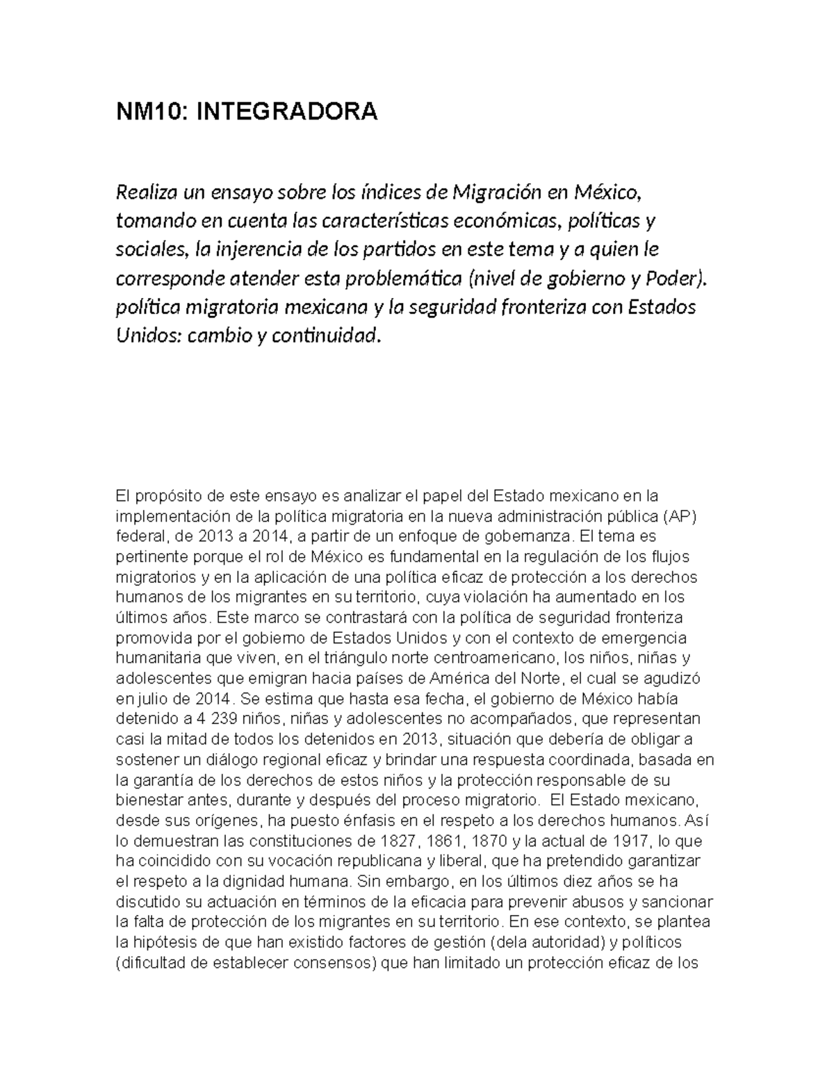 Nm10 Integradora Descripcion Nm10 Integradora Realiza Un Ensayo Sobre Los índices De 4488