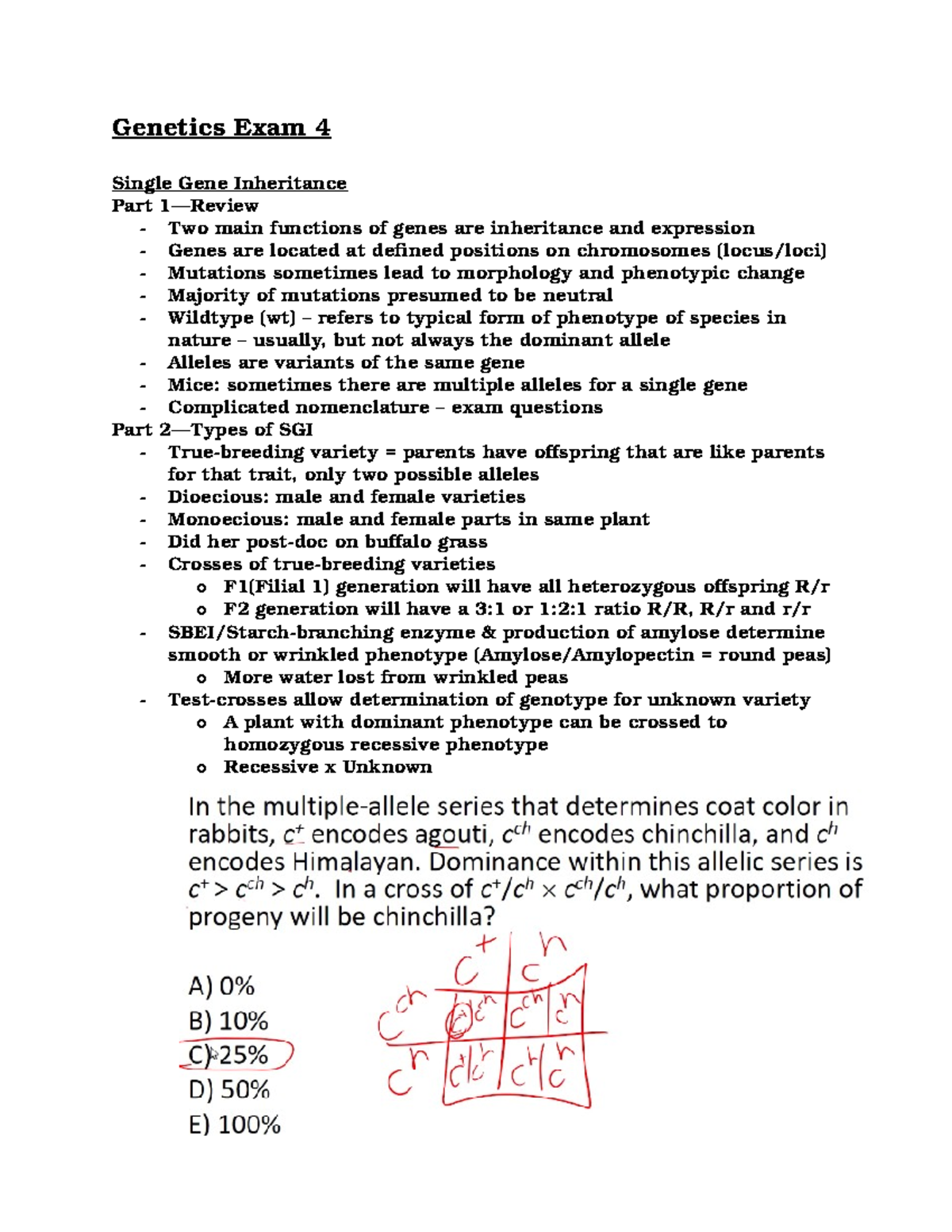 Exam 4 Notes Exam 4 Single Gene Inheritance Part 1