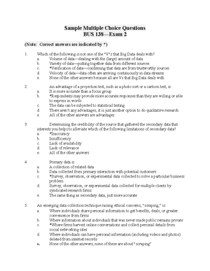 Sample Multiple Choice Questions, Exam 1 (c. 1-3, 16) - Sample Multiple ...